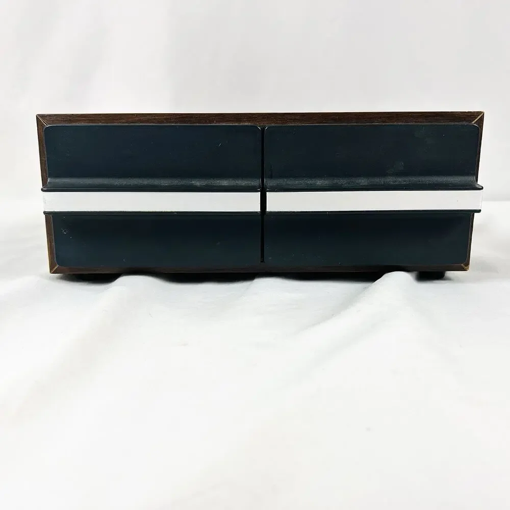 Kenmark 24 Count 2 Drawer Cassette Tape Holder Faux Wood Grain Vintage